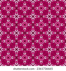 Elegante geometría floral patrón vectorial sin fisuras. Ornamento simétrico geométrico de muestra de mosaico. Flor abstracta que repite la impresión textil de azulejos. Plantilla lineal de repetición decorativa