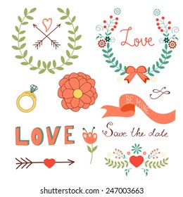 Elegant  floral graphic elements. Ideal for  wedding and birthday invitations, cards, postcards , save the date cards