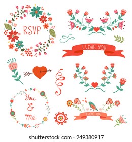 Elegant  floral graphic elements. Ideal for  wedding and birthday invitations, cards, postcards , save the date cards