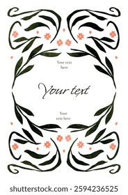 Elegant Floral Greeting Card Template with Pastel Botanical Elements. Hand-Drawn Wildflowers in Modern Minimalist Style. Ideal for Invitations, Posters, and Prints. Vector Illustration.