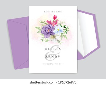 elegant floral hand drawn wedding invitation cards