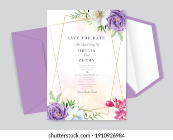 elegant floral hand drawn wedding invitation cards