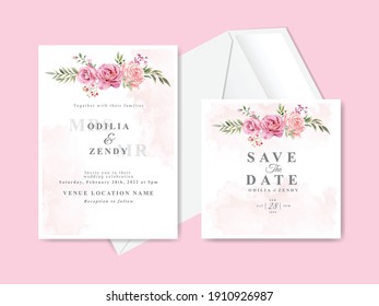elegant floral hand drawn wedding invitation cards