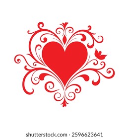 Elegant Floral Heart Design | Ornamental Love Symbol | Decorative Romantic Heart Vector Design Ai Generated