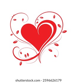 Elegant Floral Heart Design | Ornamental Love Symbol | Decorative Romantic Heart Vector Design Ai Generated