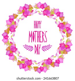 Elegant floral hibiscus wreath, design element. Can be used for mothers day. Vintage decorative flowers.
