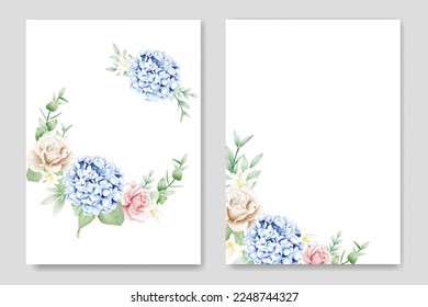 Elegant floral Hydrangea Wedding Invitation card Template