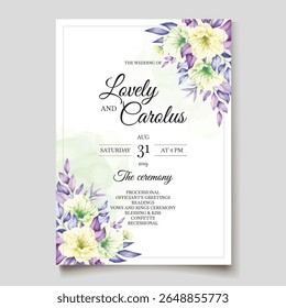 Modelo de cartão de convite floral elegante. Ilustrador e designer. Convites de casamento, salvar a data, Convites de aniversário, Convites de vídeo, E-Cards.