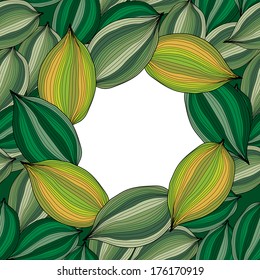 elegant floral invitation for life events, with decorative green leaves and place for text