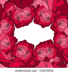 elegant floral invitation for life events, with decorative pink roses and place for text
