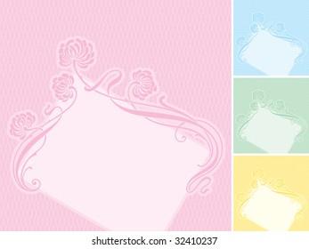 Elegant floral label background. Editable and scalable vector illustration. Suitable for wedding invitations, greeting cards, baby-birth announcements, etc.
