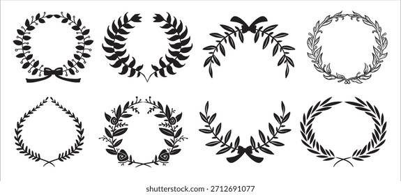 Elegant Floral Laurels Vector Pack for Ornamental and Decorative Designs