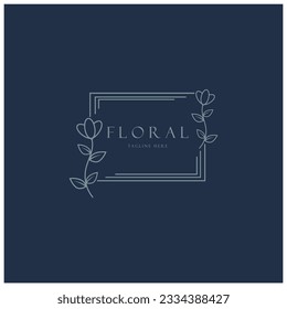 Elegant floral and leaf frame. Delicate botanical vector illustration for labels, spas, corporate identity, and wedding invitations
