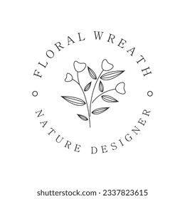 Elegant floral and leaf frame. Delicate botanical vector illustration for labels, spas, corporate identity, and wedding invitations