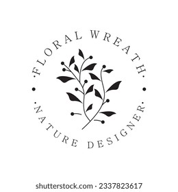 Elegant floral and leaf frame. Delicate botanical vector illustration for labels, spas, corporate identity, and wedding invitations