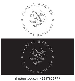 Elegant floral and leaf frame. Delicate botanical vector illustration for labels, spas, corporate identity, and wedding invitations