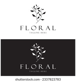 Elegante marco floral y de hoja. Delicada ilustración botánica vectorial para etiquetas, spas, identidad corporativa e invitaciones de boda