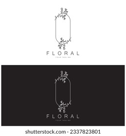 Elegant floral and leaf frame. Delicate botanical vector illustration for labels, spas, corporate identity, and wedding invitations