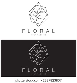 Eleganter Blumenrahmen und Blattrahmen. Delikate botanische Vektorgrafik für Etiketten, Spas, Unternehmensidentität und Hochzeitseinladungen