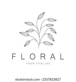 Elegante marco floral y de hoja. Delicada ilustración botánica vectorial para etiquetas, spas, identidad corporativa e invitaciones de boda