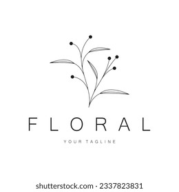 Elegante marco floral y de hoja. Delicada ilustración botánica vectorial para etiquetas, spas, identidad corporativa e invitaciones de boda