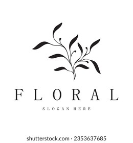 Elegant floral and leaf frame. Delicate botanical vector illustration for labels, spas, corporate identity, and wedding invitations