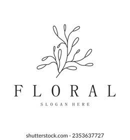 Elegante marco floral y de hoja. Delicada ilustración botánica vectorial para etiquetas, spas, identidad corporativa e invitaciones de boda