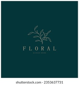 Elegant floral and leaf frame. Delicate botanical vector illustration for labels, spas, corporate identity, and wedding invitations