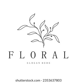 Elegant floral and leaf frame. Delicate botanical vector illustration for labels, spas, corporate identity, and wedding invitations