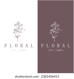Elegant floral and leaf frame. Delicate botanical vector illustration for labels, spas, corporate identity, and wedding invitations