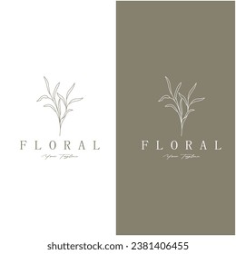 Elegante marco floral y de hoja. Delicada ilustración botánica vectorial para etiquetas, spas, identidad corporativa e invitaciones de boda