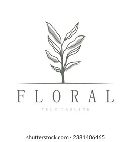Elegant floral and leaf frame. Delicate botanical vector illustration for labels, spas, corporate identity, and wedding invitations