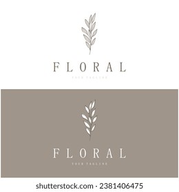 Elegante marco floral y de hoja. Delicada ilustración botánica vectorial para etiquetas, spas, identidad corporativa e invitaciones de boda