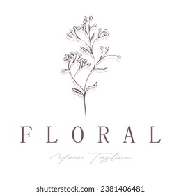 Elegant floral and leaf frame. Delicate botanical vector illustration for labels, spas, corporate identity, and wedding invitations