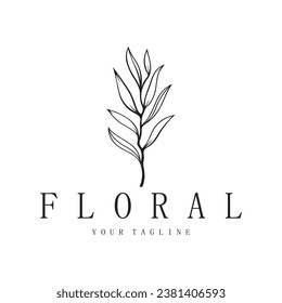 Eleganter Blumenrahmen und Blattrahmen. Delikate botanische Vektorgrafik für Etiketten, Spas, Unternehmensidentität und Hochzeitseinladungen
