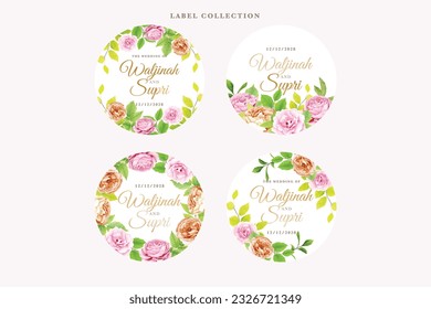 elegant floral and leaves label in vintage style