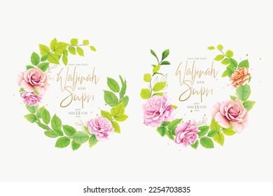 elegant floral and leaves wreath card design