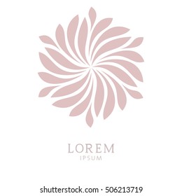 Elegant floral logo. Abstract vector, graphic sign. Pink and white pattern.