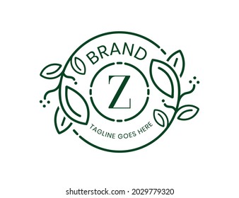 Elegant Floral Logo Design with Letter Z. Vector
