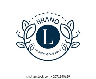 Elegant Floral Logo Design with Letter L. Vector logo template