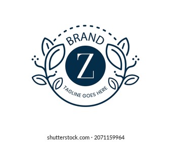 Elegant Floral Logo Design with Letter Z. Vector logo template