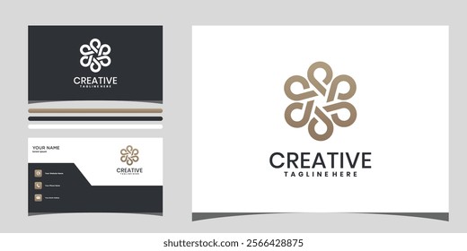 Elegant floral logo design with line art style