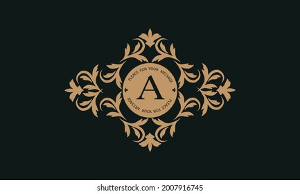 Elegante plantilla de diseño de logotipo floral para una o dos letras, como la letra A. Exquisito ornamento caligráfico. Cartel de negocios, identidad de monograma para restaurante, boutique, hotel, heráldico, joyería.