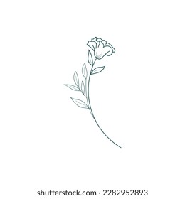 elegant floral logo elements. Borders and dividers, frame corners and branch. Boho Hand drawn line wedding herb,
