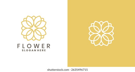 Elegant floral logo with geometric mandala design