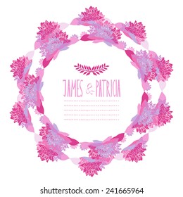 Elegant floral lotus wreath, design element. Can be used for wedding, baby shower, valentines day, birthday cards, invitations. Vintage decorative flowers.