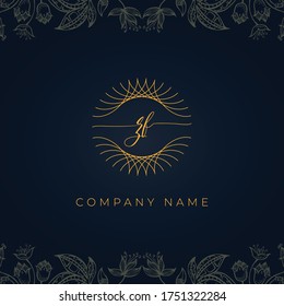 Elegant floral luxury initial letter ZF logo.