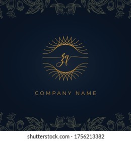 Elegant floral luxury initial letter ZQ logo.