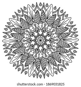 Elegant floral mandala with aribic or asian motif, traditional islamic design for business cards,posters, ramadan, circular design element in handdrawn style
