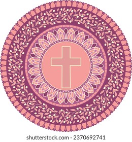 Elegant floral mandala with christianity elements